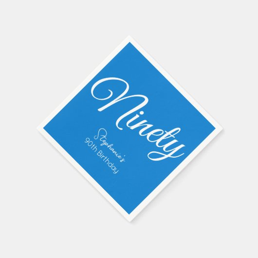 Gewoon modern script blauw 90ste verjaardagsfeestj servet (Hoek)