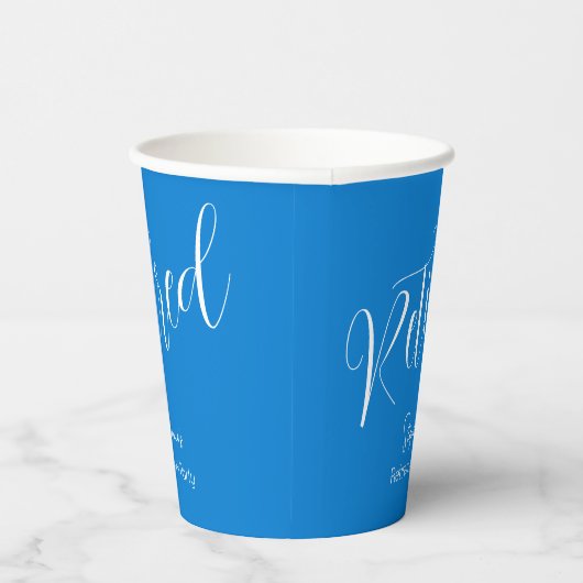 Gewoon modern script Blue Pensioen Party Papieren Bekers (Rechts)