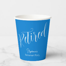 Gewoon modern script Blue Pensioen Party Papieren Bekers