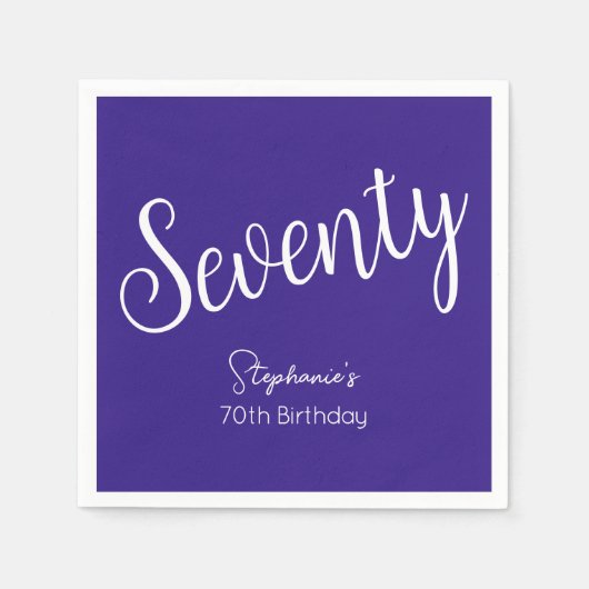 Gewoon modern script Donker Paarse 70ste verjaarda Servet (Voorkant)