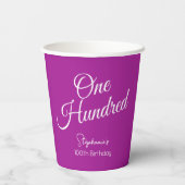 Gewoon modern script Donkerroze 100e verjaardag Papieren Bekers (Achterkant)