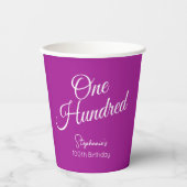 Gewoon modern script Donkerroze 100e verjaardag Papieren Bekers (Voorkant)