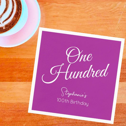 Gewoon modern script Donkerroze 100e verjaardag Servet