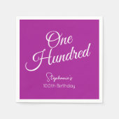 Gewoon modern script Donkerroze 100e verjaardag Servet (Voorkant)