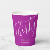 Gewoon modern script Donkerroze 30e verjaardag Papieren Bekers (Achterkant)