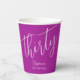 Gewoon modern script Donkerroze 30e verjaardag Papieren Bekers