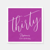 Gewoon modern script Donkerroze 30e verjaardag Servet (Voorkant)