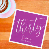 Gewoon modern script Donkerroze 30e verjaardag Servet