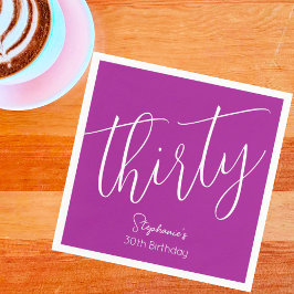 Gewoon modern script Donkerroze 30e verjaardag Servet