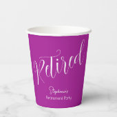 Gewoon modern script donkerroze pensioen papieren bekers (Achterkant)