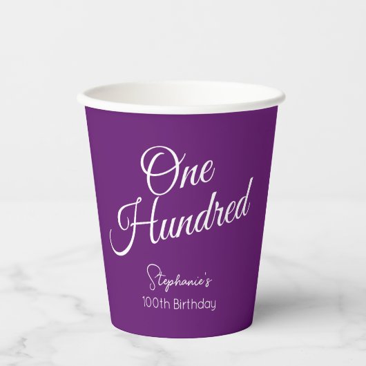 Gewoon modern script herfst Paarse 100e verjaardag Papieren Bekers (Voorkant)