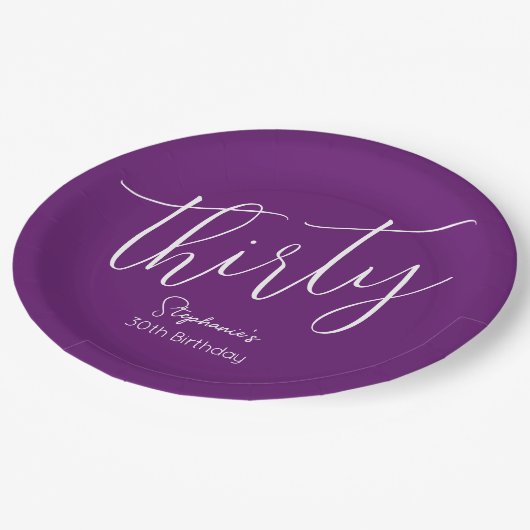 Gewoon modern script herfst Paarse 30e verjaardag Papieren Bordje (Gekanteld)