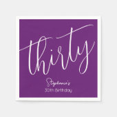 Gewoon modern script herfst Paarse 30e verjaardag Servet (Voorkant)