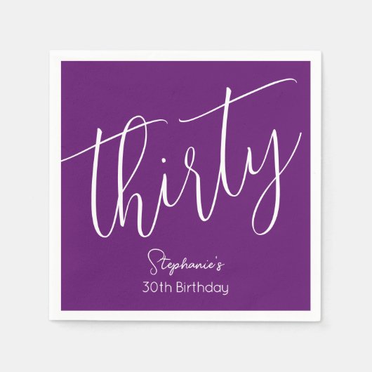 Gewoon modern script herfst Paarse 30e verjaardag Servet (Voorkant)