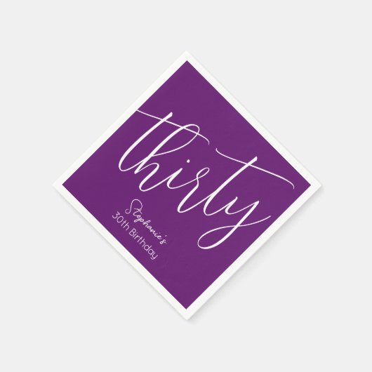 Gewoon modern script herfst Paarse 30e verjaardag Servet (Hoek)