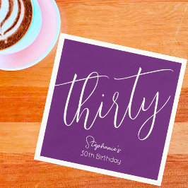 Gewoon modern script herfst Paarse 30e verjaardag Servet