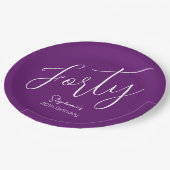 Gewoon modern script herfst Paarse 40e verjaardag Papieren Bordje (Gekanteld)