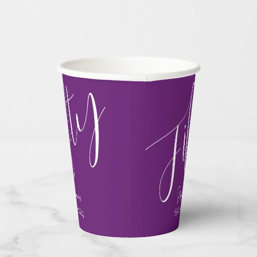 Gewoon modern script herfst Paarse 50ste verjaarda Papieren Bekers (Rechts)