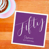 Gewoon modern script herfst Paarse 50ste verjaarda Servet