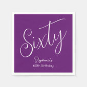 Gewoon modern script herfst Paarse 60ste verjaarda Servet (Voorkant)