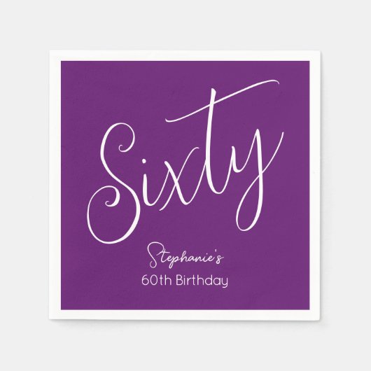 Gewoon modern script herfst Paarse 60ste verjaarda Servet (Voorkant)