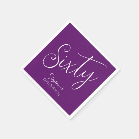 Gewoon modern script herfst Paarse 60ste verjaarda Servet (Hoek)