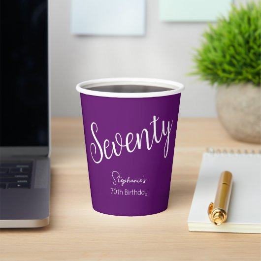 Gewoon modern script herfst Paarse 70ste verjaarda Papieren Bekers (Insitu)