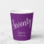 Gewoon modern script herfst Paarse 70ste verjaarda Papieren Bekers (Voorkant)