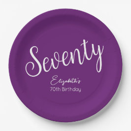 Gewoon modern script herfst Paarse 70ste verjaarda Papieren Bordje