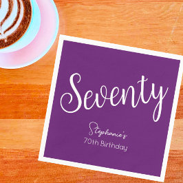 Gewoon modern script herfst Paarse 70ste verjaarda Servet