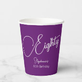 Gewoon modern script herfst Paarse 80ste verjaarda Papieren Bekers (Achterkant)
