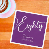 Gewoon modern script herfst Paarse 80ste verjaarda Servet