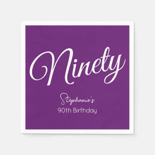 Gewoon modern script herfst Paarse 90ste verjaarda Servet (Voorkant)