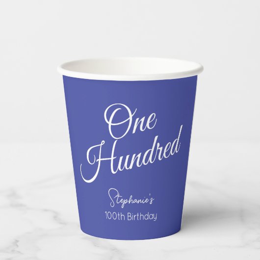 Gewoon modern script lavendel 100e verjaardag papieren bekers (Achterkant)
