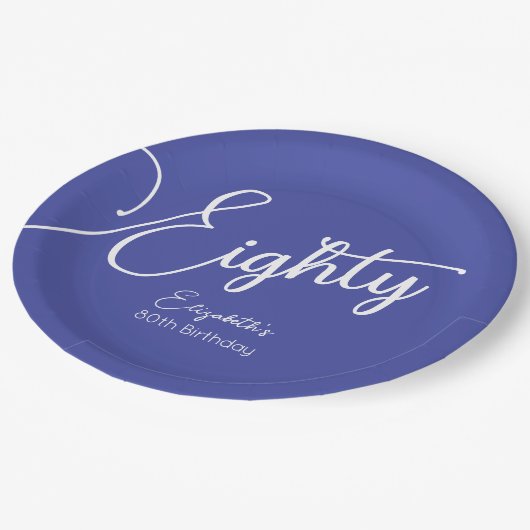 Gewoon modern script Lavendel 80e verjaardagsfeest Papieren Bordje (Gekanteld)