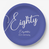 Gewoon modern script Lavendel 80e verjaardagsfeest Papieren Bordje (Voorkant)
