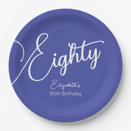Gewoon modern script Lavendel 80e verjaardagsfeest Papieren Bordje (Voorkant)