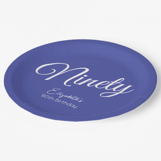 Gewoon modern script lavendel 90e verjaardagsfeest papieren bordje (Gekanteld)