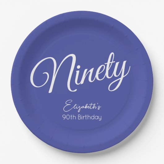 Gewoon modern script lavendel 90e verjaardagsfeest papieren bordje (Voorkant)