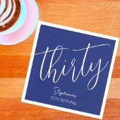 Gewoon modern script marineblauw 30ste verjaardags servet