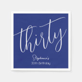 Gewoon modern script marineblauw 30ste verjaardags servet (Voorkant)