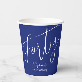 Gewoon modern script marineblauw 40e verjaardag papieren bekers