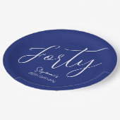 Gewoon modern script marineblauw 40ste verjaardags papieren bordje (Gekanteld)