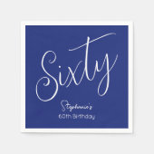 Gewoon modern script marineblauw 60ste verjaardag servet (Voorkant)