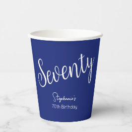 Gewoon modern script marineblauw 70ste verjaardags papieren bekers