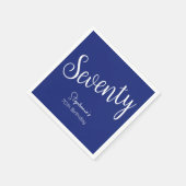 Gewoon modern script marineblauw 70ste verjaardags servet (Hoek)