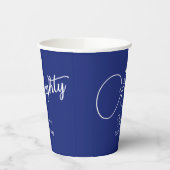 Gewoon modern script marineblauw 80ste verjaardags papieren bekers (Links)