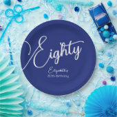 Gewoon modern script marineblauw 80ste verjaardags papieren bordje (Feest)