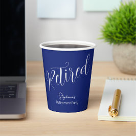 Gewoon modern script Navy Blue Pensioen Party Papieren Bekers