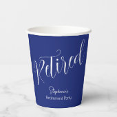 Gewoon modern script Navy Blue Pensioen Party Papieren Bekers (Achterkant)